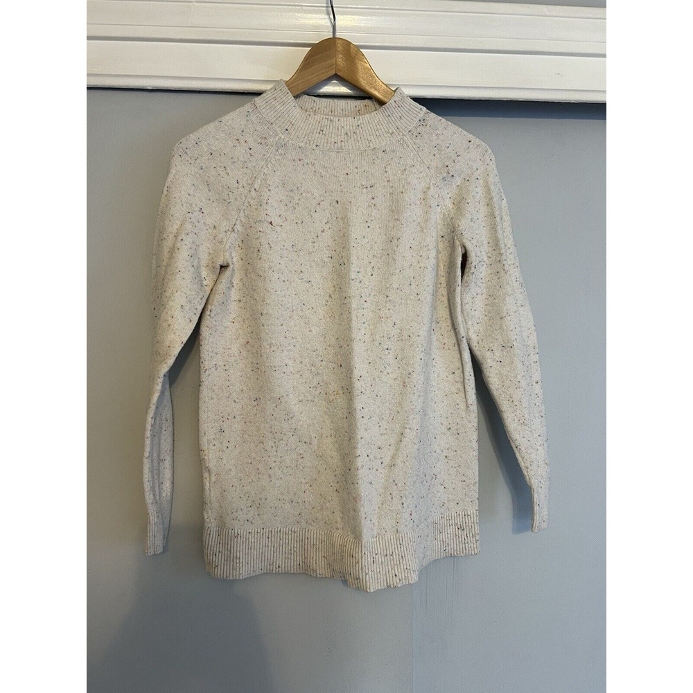 LOFT  Creme Sweater with Sprinkles Small Petite soft & cozy Stretch Work Wear